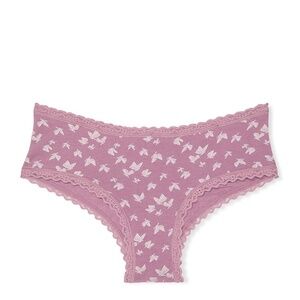 Victoria's Secret Cotton Lace-Waist Cheeky Panty Purple Thistle Butterflies M